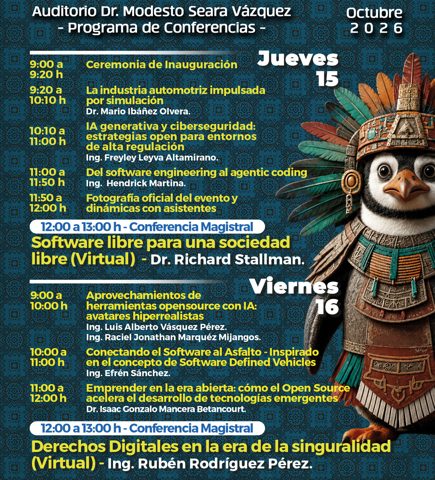 Cartel del programa de conferencias, 15 y 16 de octubre de 2026
